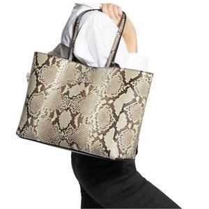 100% authentic Jimmy Choo Martina Snake Print Leather Tote